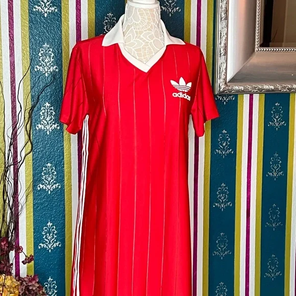 Adidas Red Pinstripe Polo Dress - Picture 1 of 3